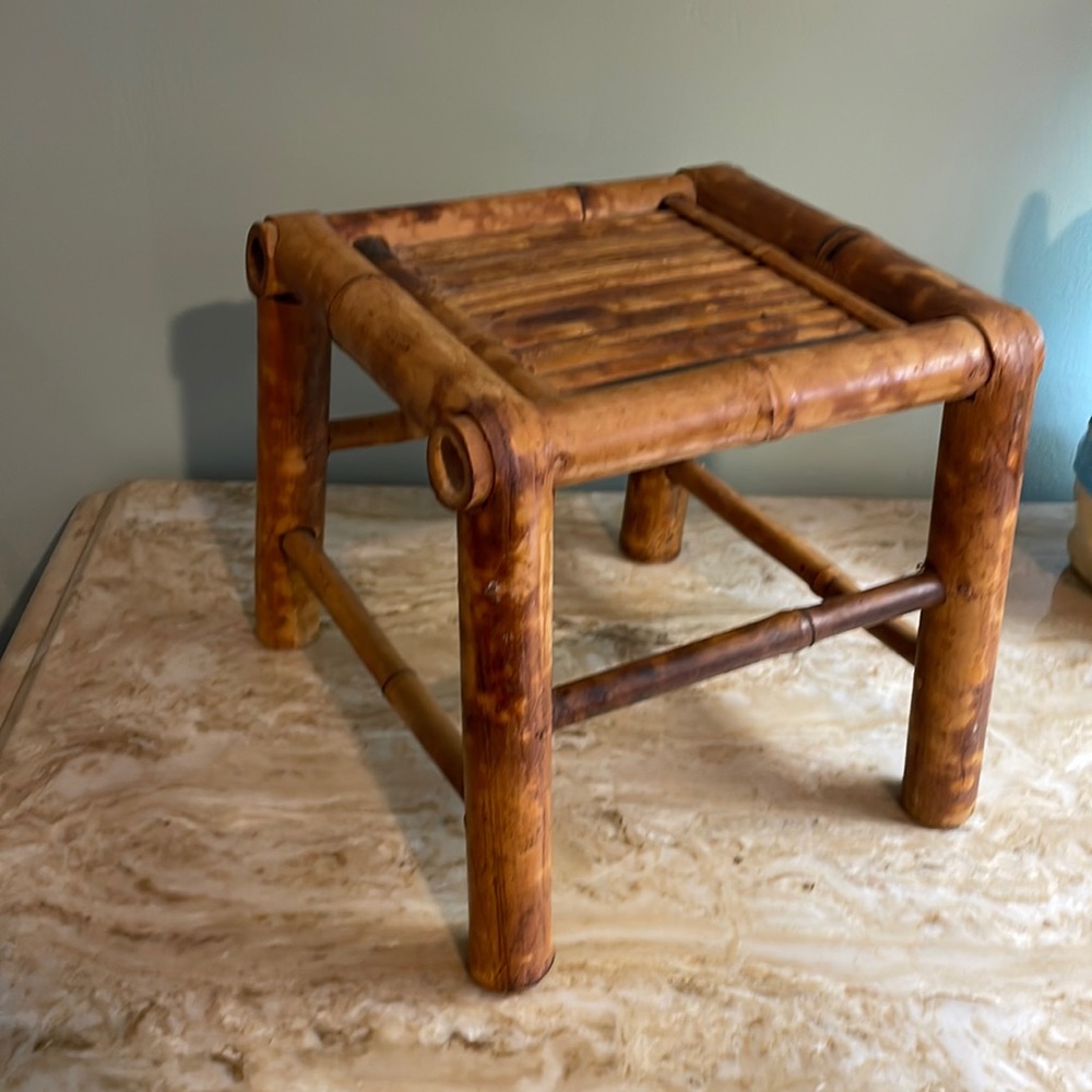 Scorched bamboo plant stand